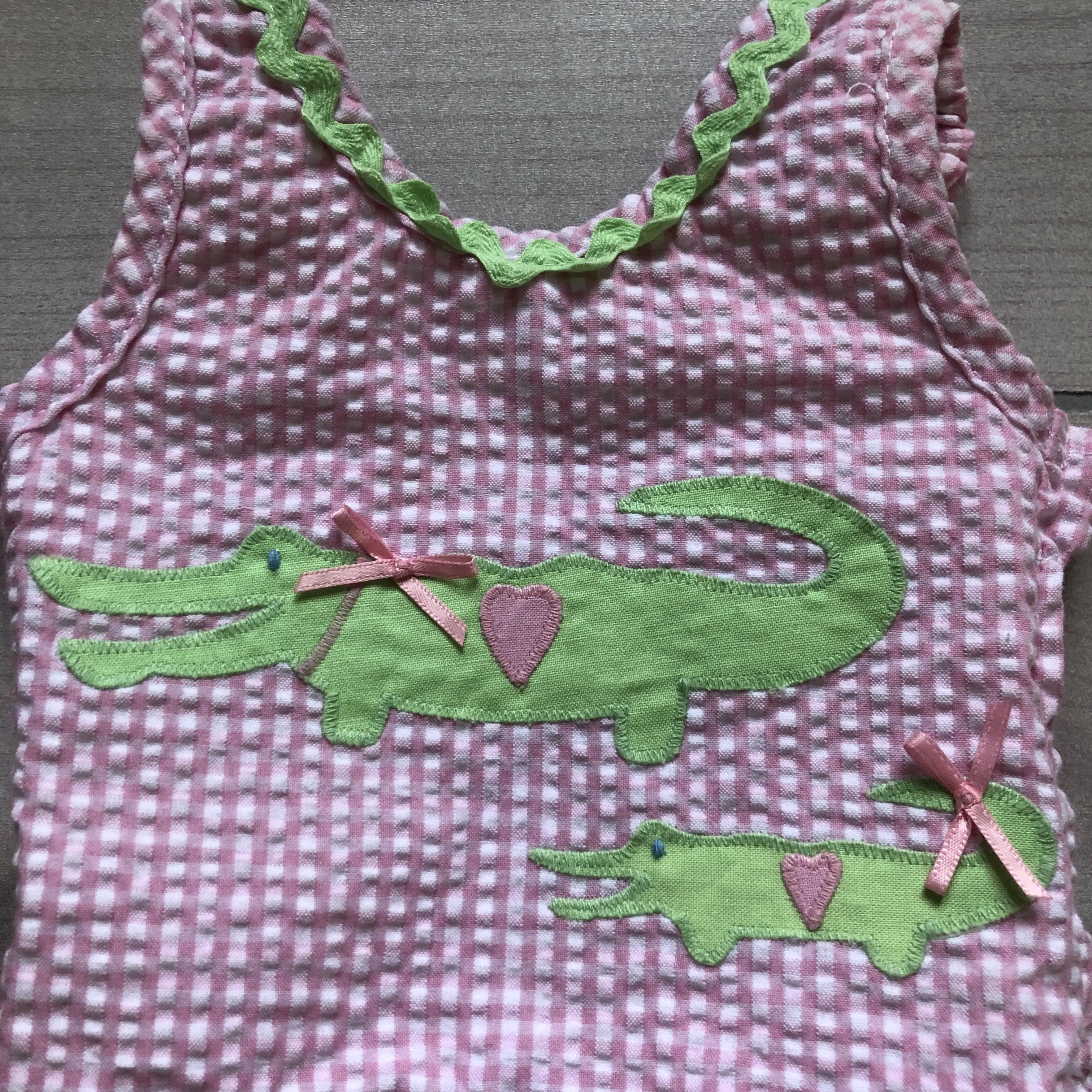 Funtasia Too Pink & Green Crocodile Seersucker Swimsuit
