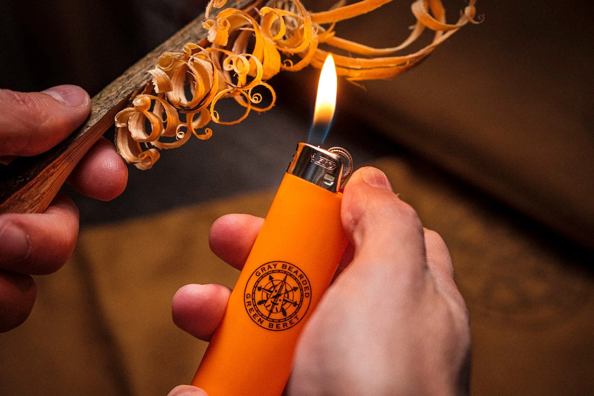 GB2 High-Visibility Orange Custom Logo Bic Lighter