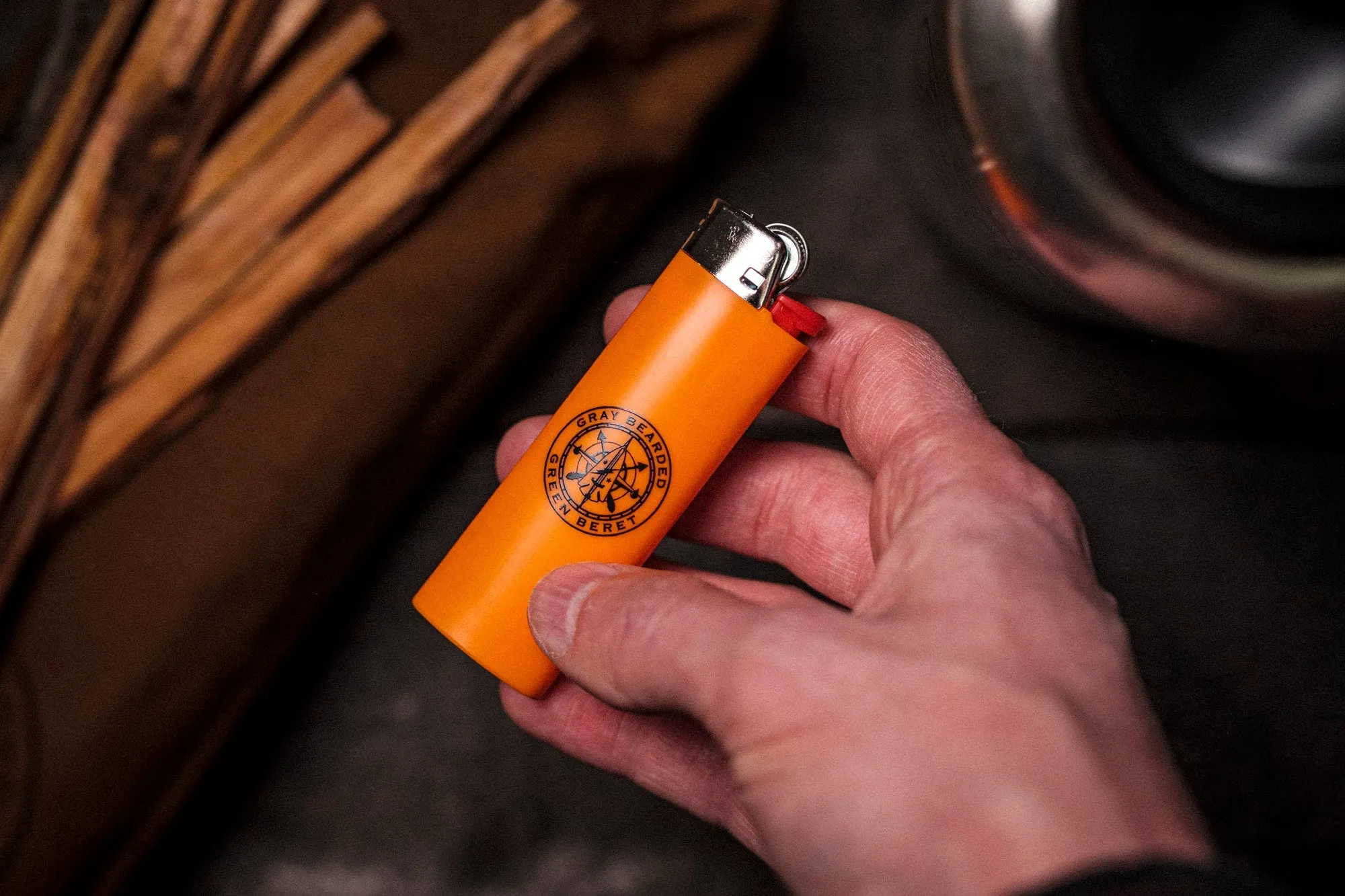 GB2 High-Visibility Orange Custom Logo Bic Lighter