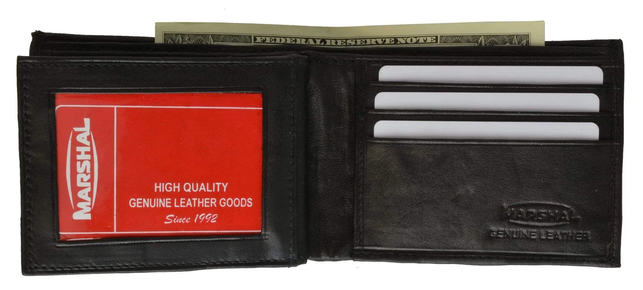Genuine Leather ID Card Holder Bifold Wallet Bull Design 1146-6 (C)