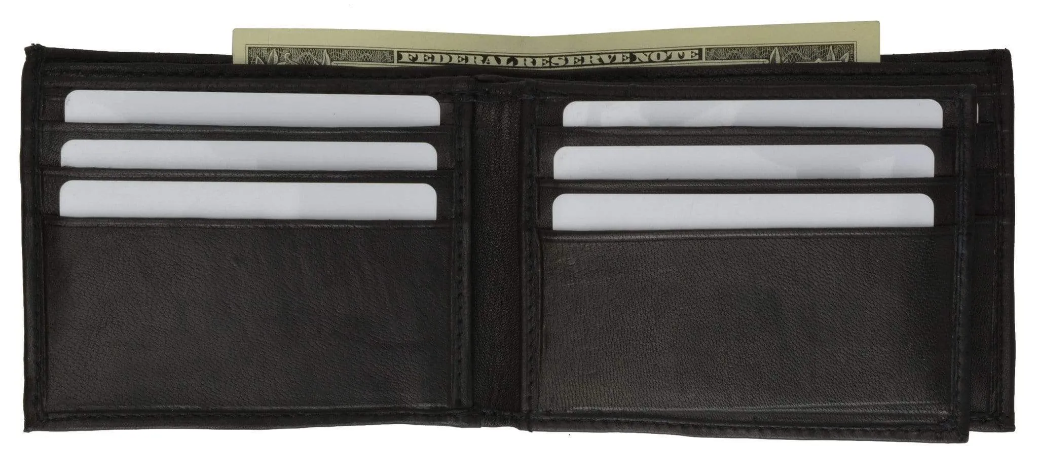 Genuine Leather ID Card Holder Bifold Wallet Bull Design 1146-6 (C)