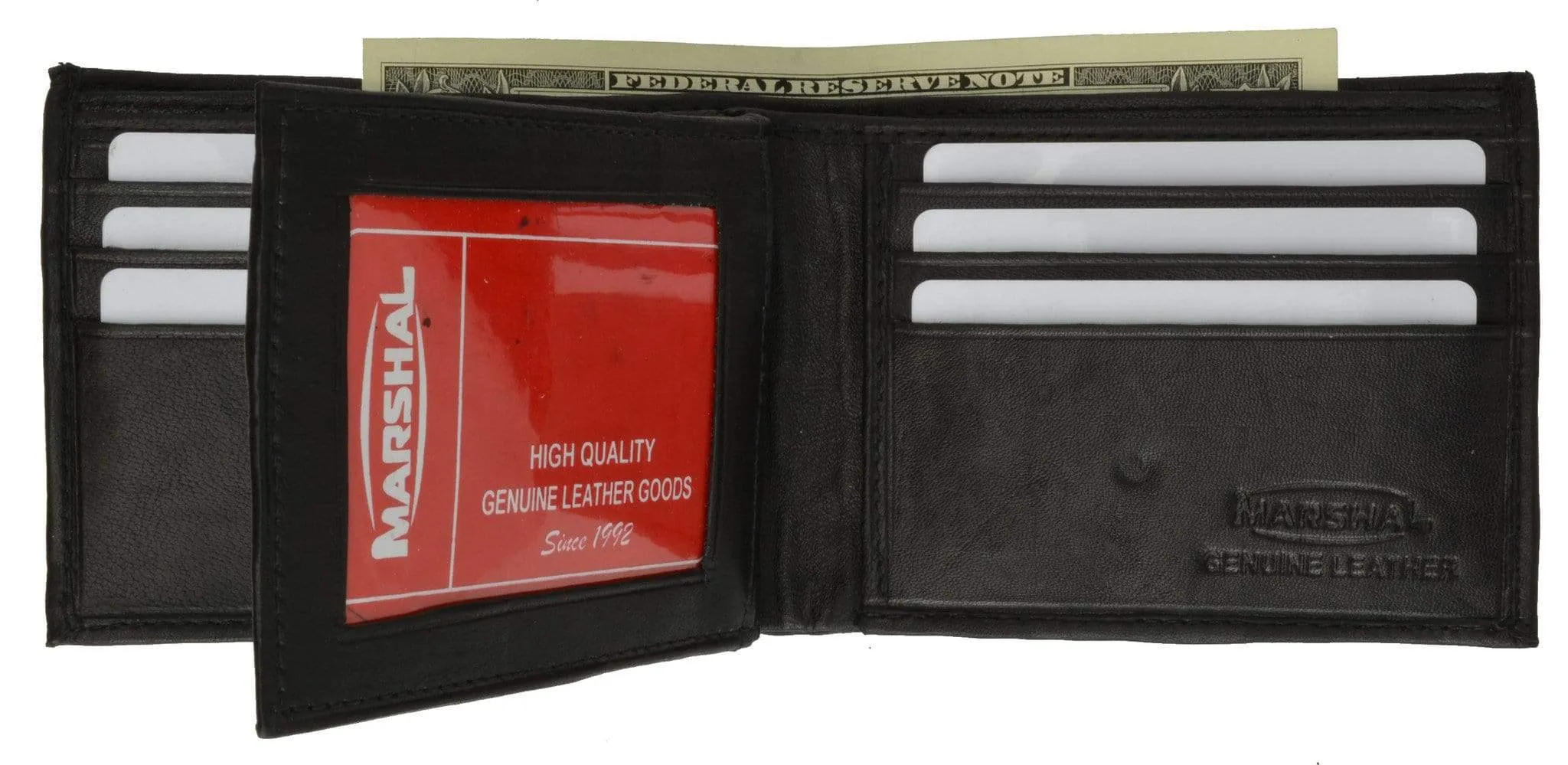 Genuine Leather ID Card Holder Bifold Wallet Bull Design 1146-6 (C)