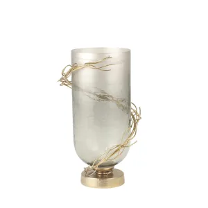GLASS 14" WIRE WRAP VASE, GOLD
