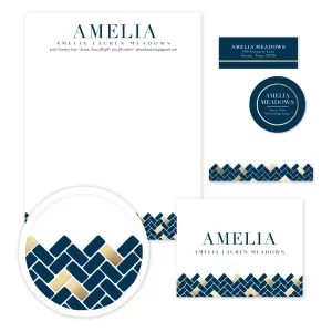 Golden Herringbone Stationery Set - Large