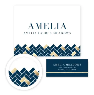 Golden Herringbone Stationery Set - Small