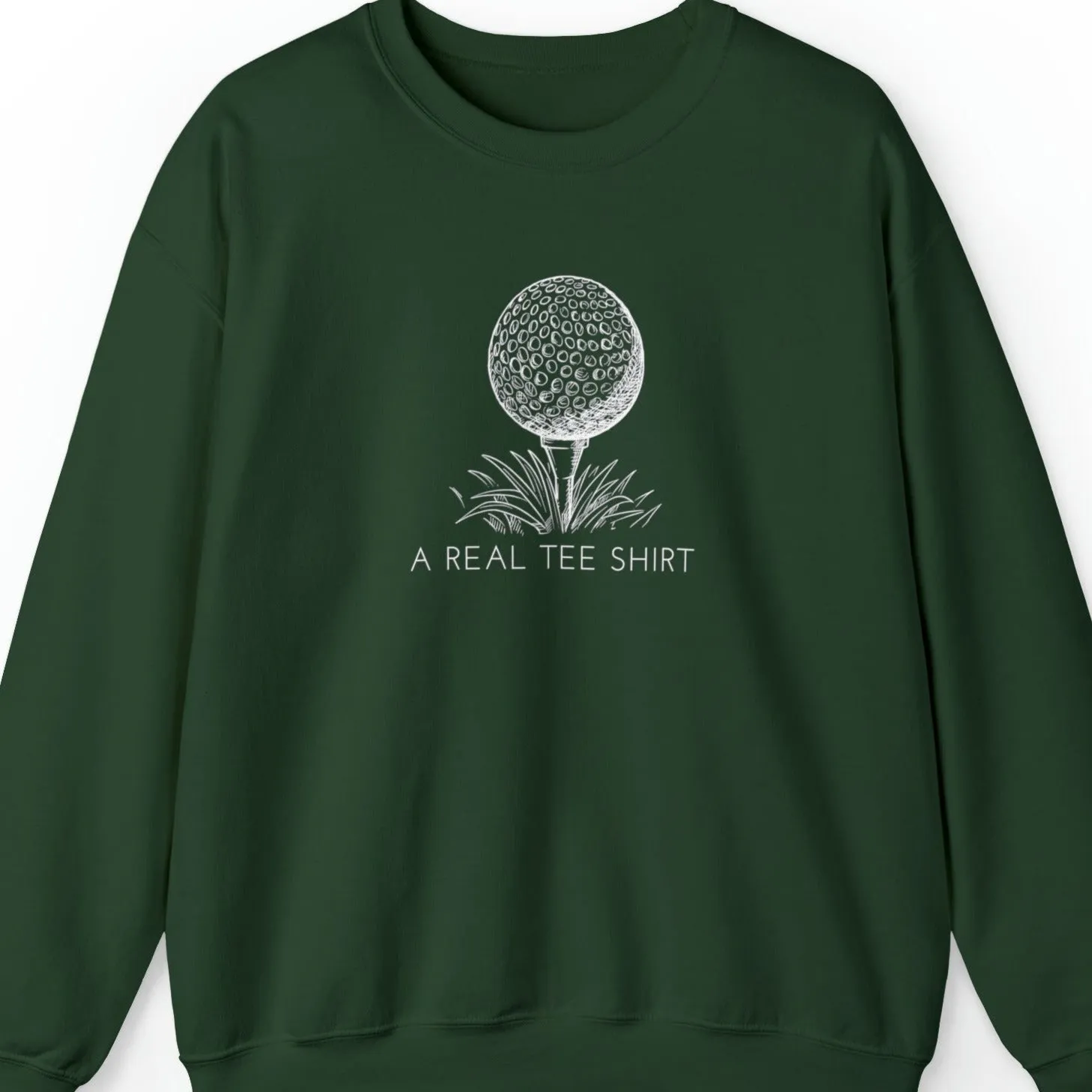 Golf Enthusiast Men's Sweatshirt: 'A Real Tee Shirt' with Golf Ball Design