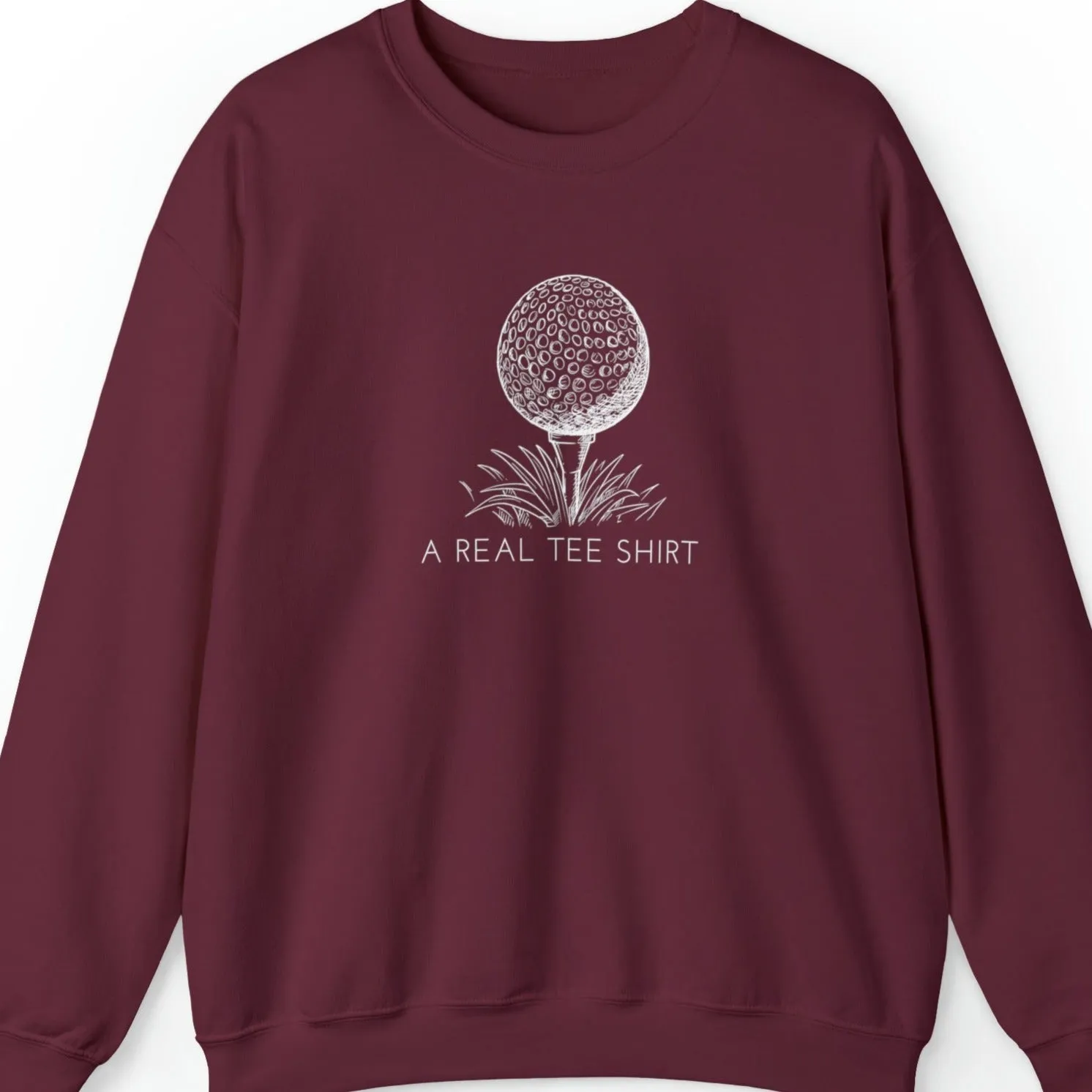 Golf Enthusiast Men's Sweatshirt: 'A Real Tee Shirt' with Golf Ball Design