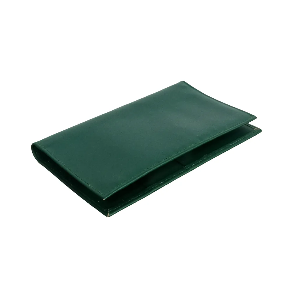 Green Slim Leather Travel Wallet