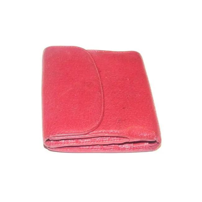 Gucci Red Textured Leather With Gold Belt Buckle Hinged Clasp Early Wallet