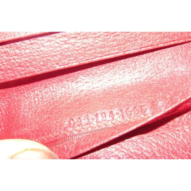 Gucci Red Textured Leather With Gold Belt Buckle Hinged Clasp Early Wallet