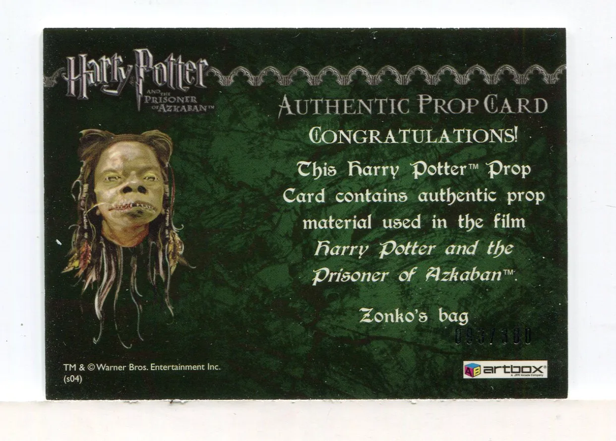 Harry Potter and the Prisoner of Azkaban Zonko's Bag Prop Card HP #093/300