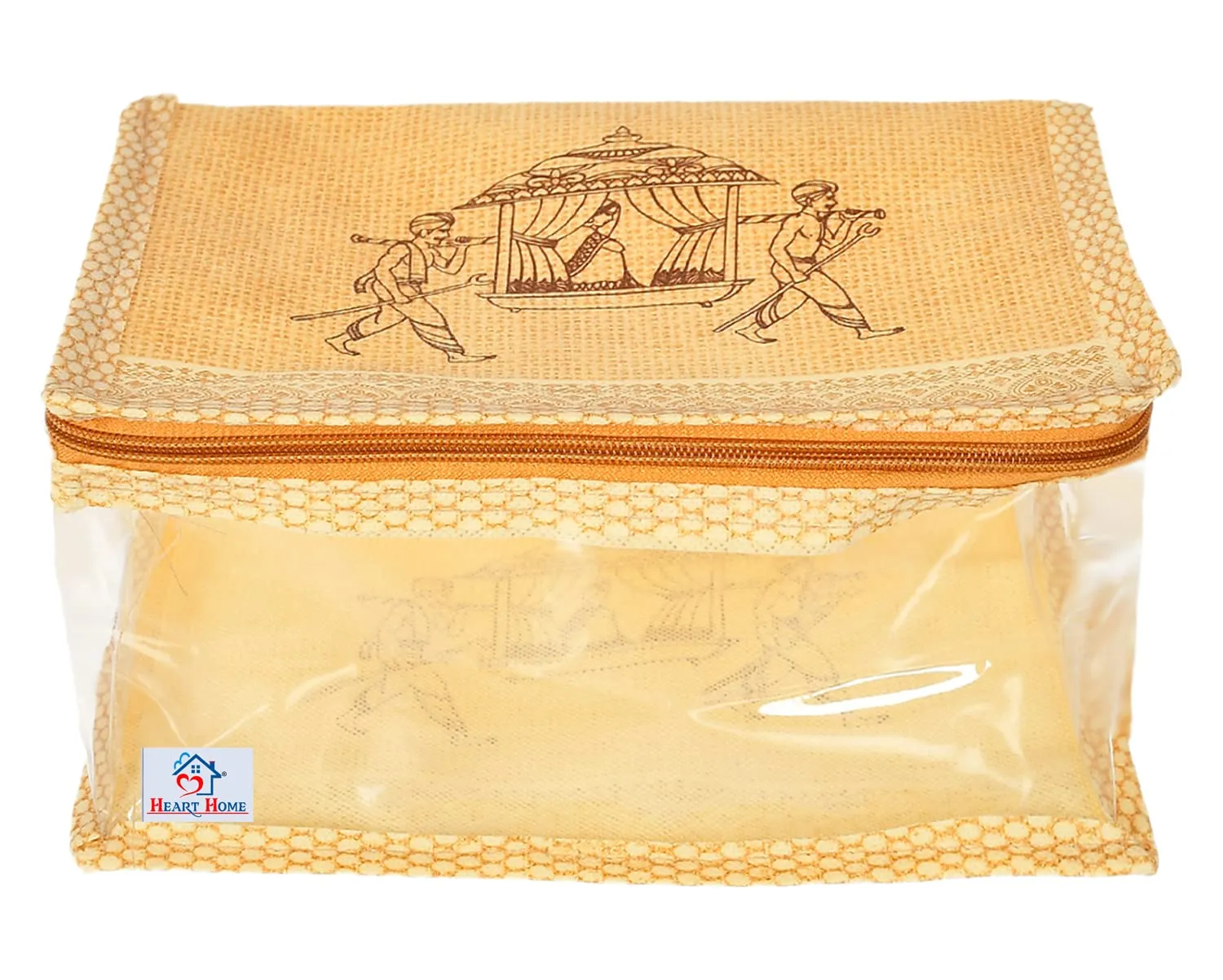Heart Home Doli Printed Multiuses Non-Woven Makeup/Jewellery Organizer Bag, Travel Toiletry Pouch, Set of 6 (Gold) 54HH4286.