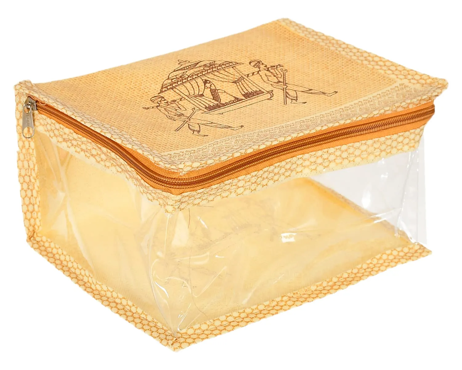 Heart Home Doli Printed Multiuses Non-Woven Makeup/Jewellery Organizer Bag, Travel Toiletry Pouch, Set of 6 (Gold) 54HH4286.