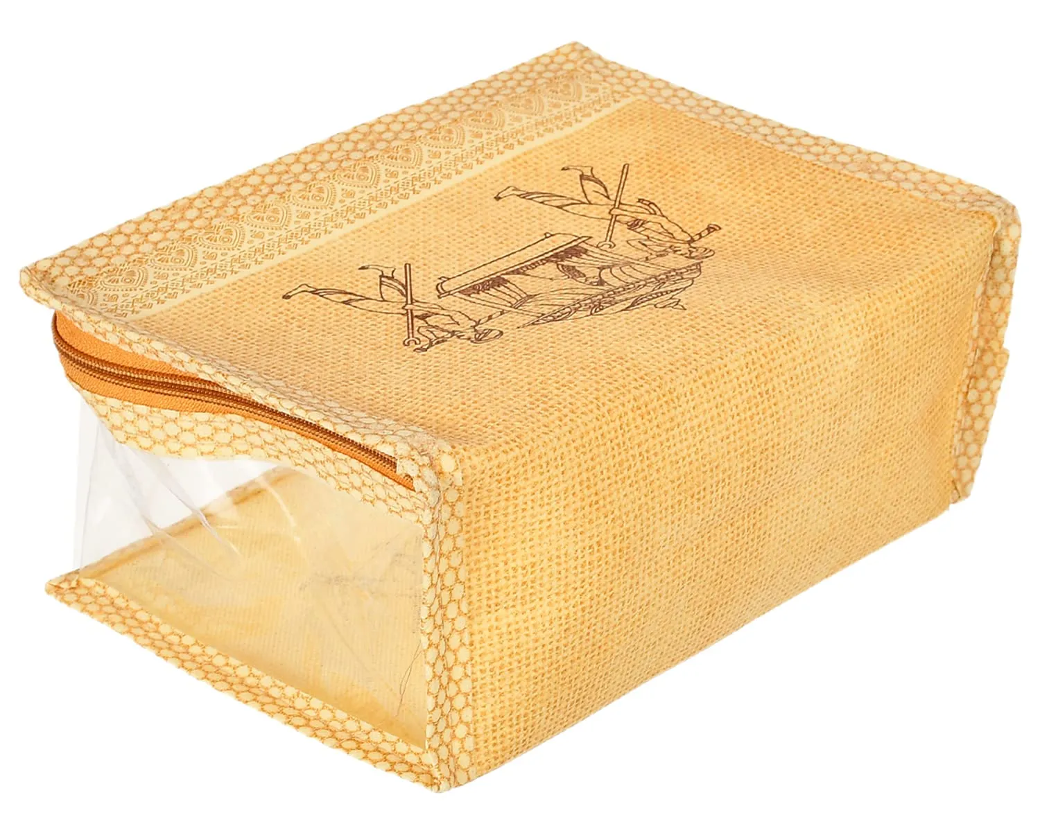 Heart Home Doli Printed Multiuses Non-Woven Makeup/Jewellery Organizer Bag, Travel Toiletry Pouch, Set of 6 (Gold) 54HH4286.