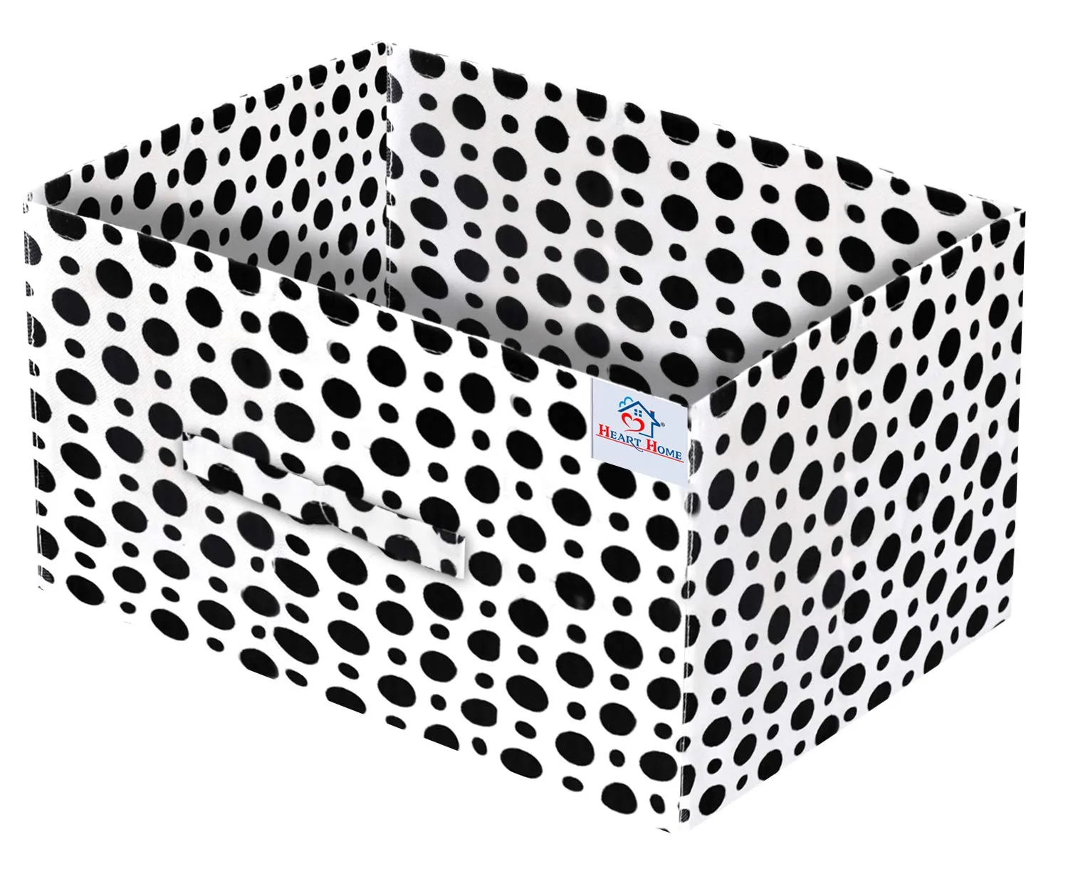 Heart Home Dot Print Non Woven Fabric 2-Replacement Drawer Storage And Cloth Organizer Unit for Closet (Black & White)-HHEART16016
