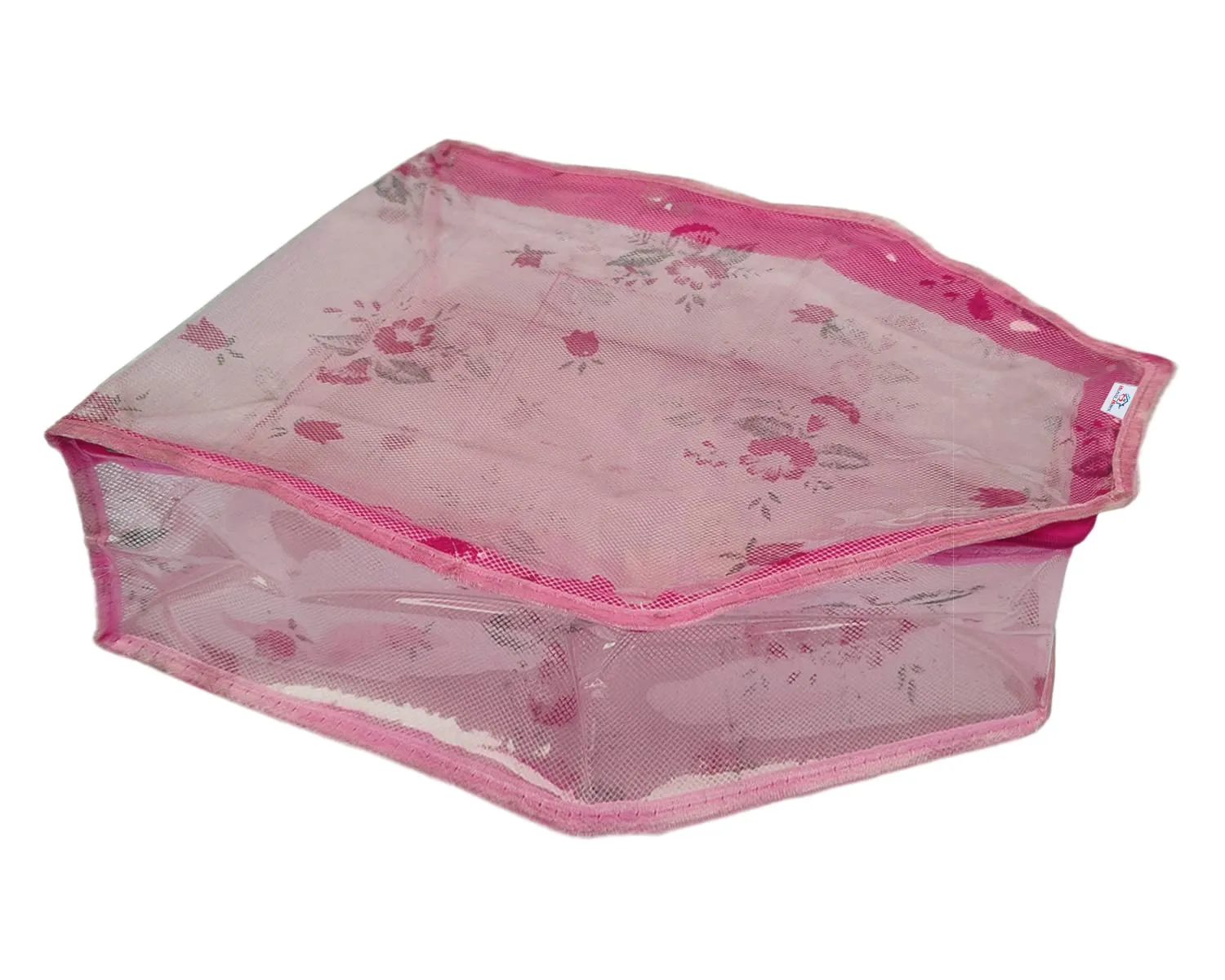 Heart Home Floral Print PVC Blouse Cover/Wardrobe organizer/Clothes Cover For Blouse- Pack of 3 (Pink) 52HH3883