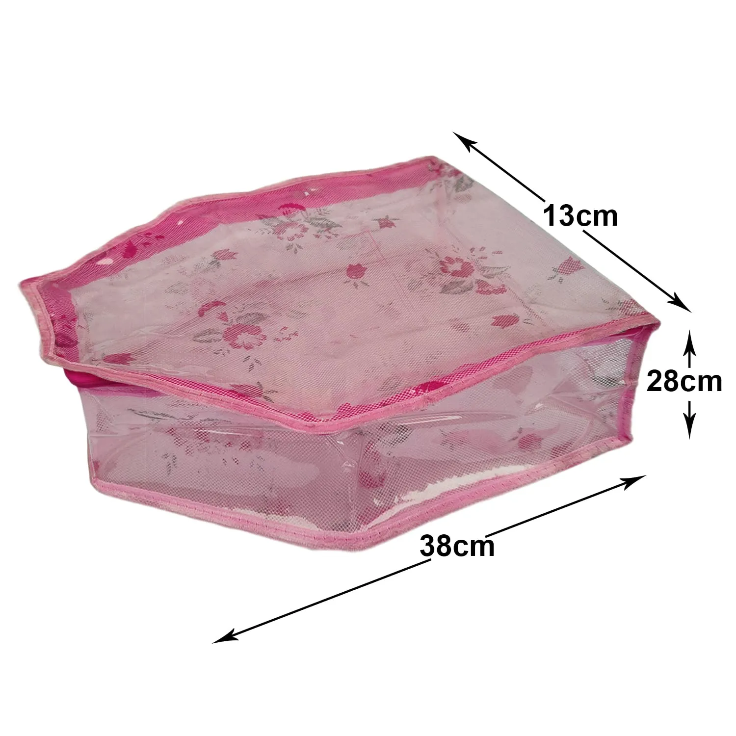Heart Home Floral Print PVC Blouse Cover/Wardrobe organizer/Clothes Cover For Blouse- Pack of 3 (Pink) 52HH3883