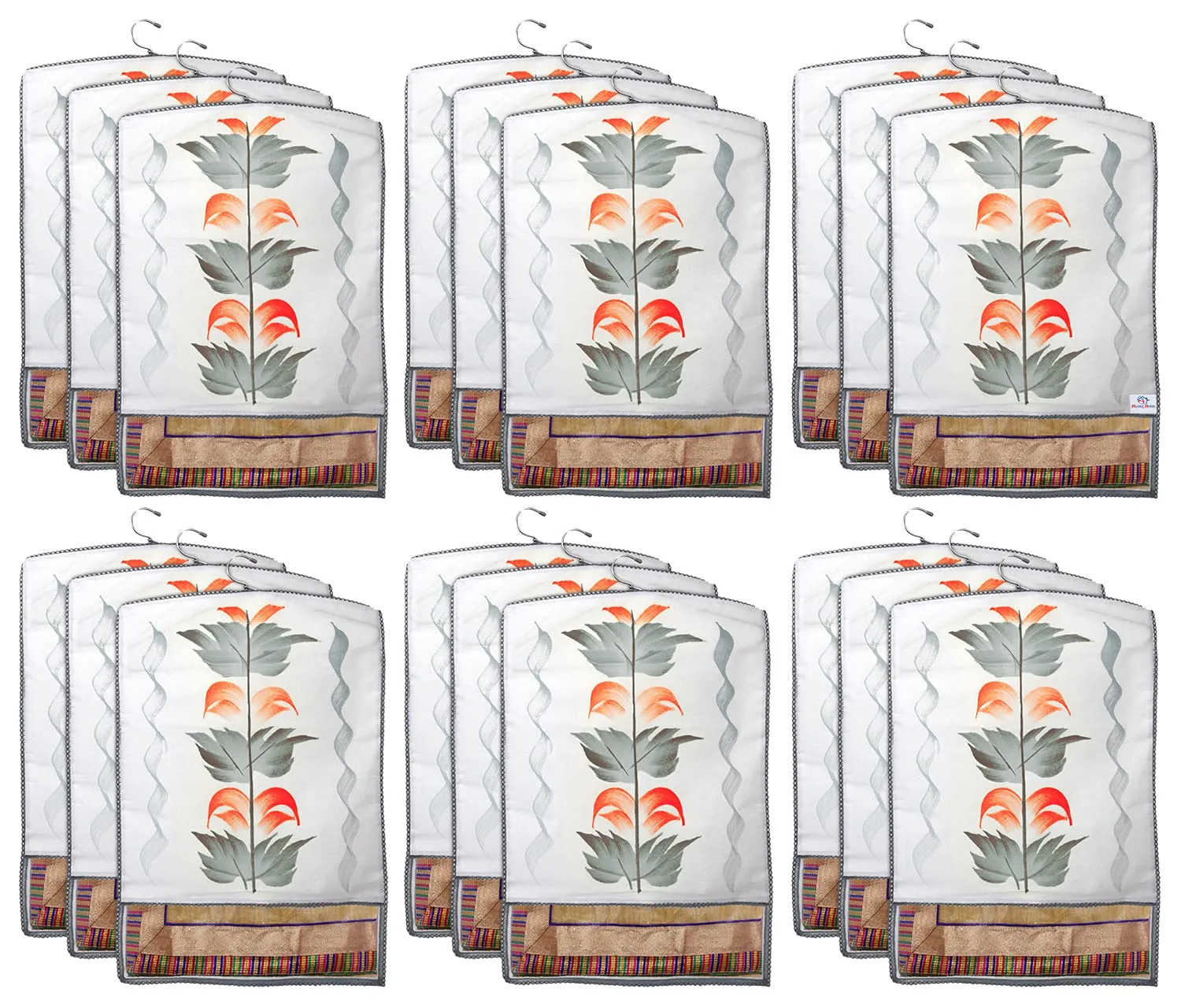 Heart Home Non Woven Hanging Saree Cover, Wardrobe Organizer, Closet Organizer, Saree & Garments Protector Cover With 1 Zipper Compartment on Back Side- Pack of 18 (Grey)-HS_38_HEARTH21537