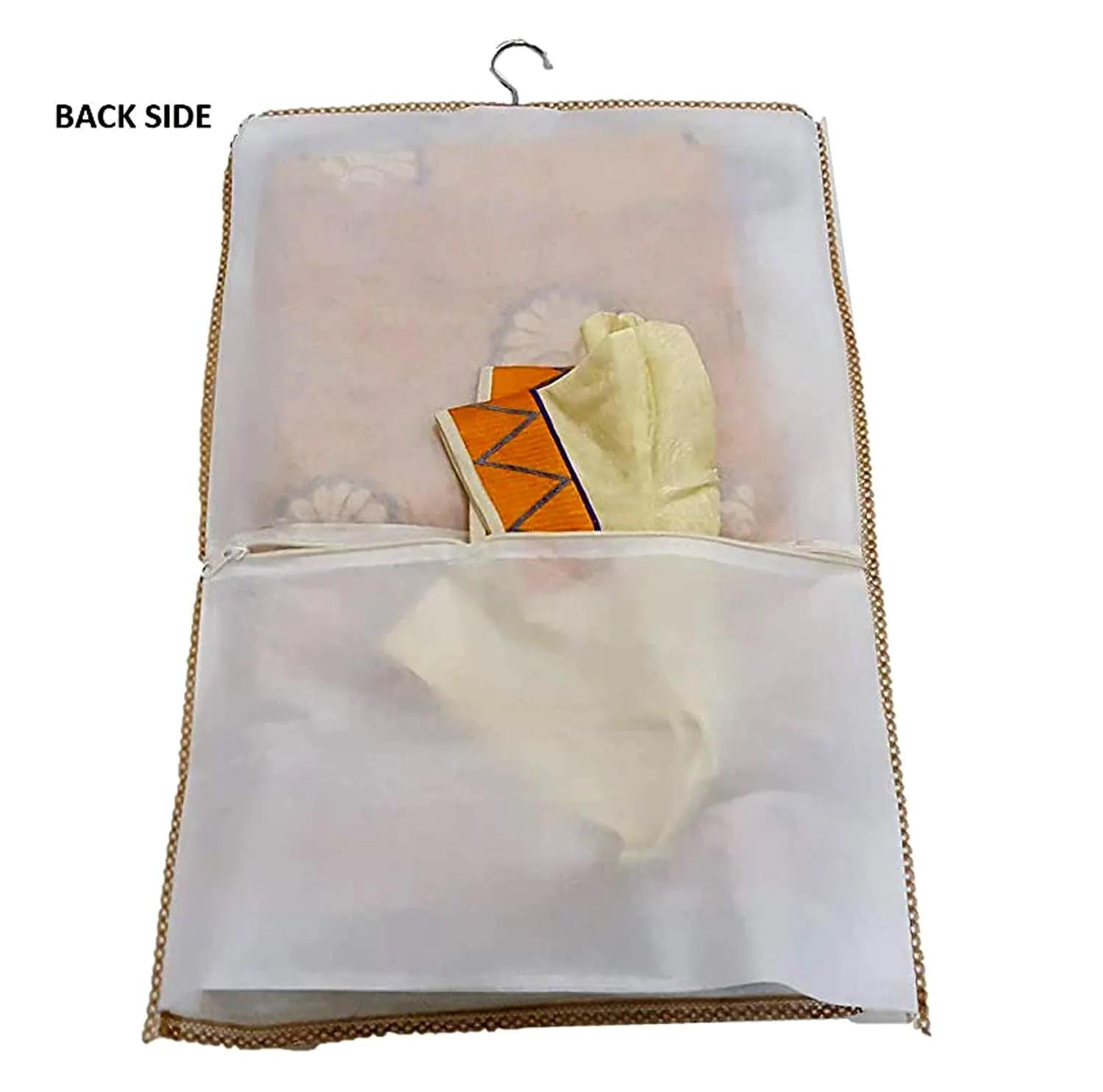 Heart Home Non Woven Hanging Saree Cover, Wardrobe Organizer, Closet Organizer, Saree & Garments Protector Cover With 1 Zipper Compartment on Back Side- Pack of 18 (Grey)-HS_38_HEARTH21537
