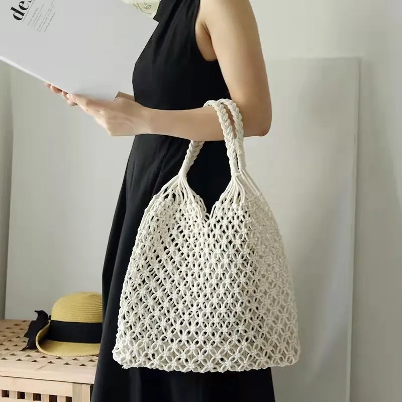 Hollow Mesh Cotton Rope Handwoven Bag