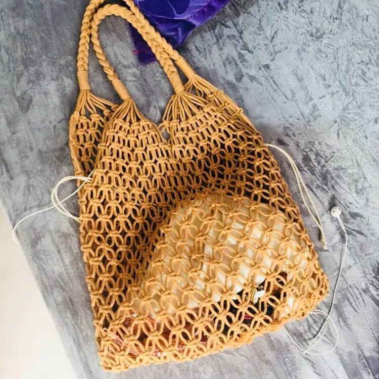 Hollow Mesh Cotton Rope Handwoven Bag