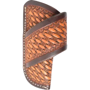 Horizontal Knife Sheath with Dyed Edge and Basket Tooling