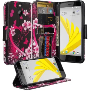 HTC Bolt Case, HTC Bolt Wallet Case, Slim Flip Folio [Kickstand] Pu Leather Wallet Case with ID/Card Slots   Wrist Strap   Pocket - Heart Butterflies