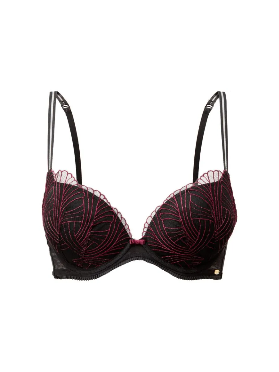 Illusion Plunge Bra - Black/Red