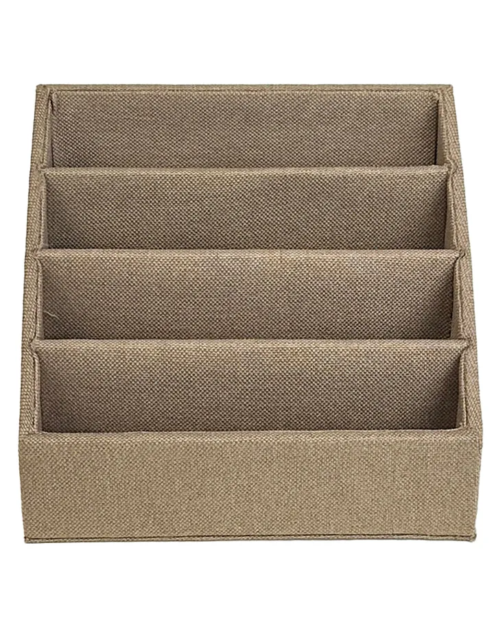 JoJo Fletcher Four Sections Khaki-Color Burlap File Organizer
