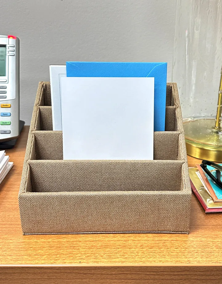 JoJo Fletcher Four Sections Khaki-Color Burlap File Organizer