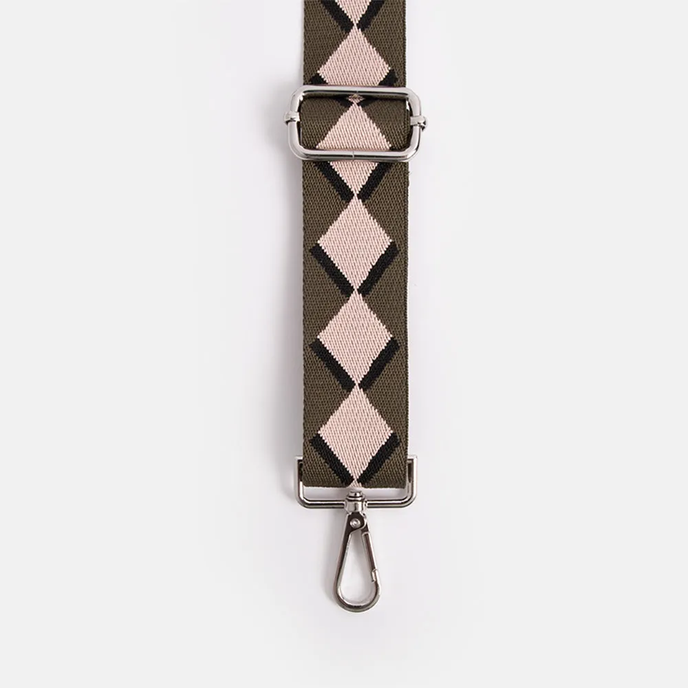 Khaki Taupe Diamond Webbing Handbag Strap