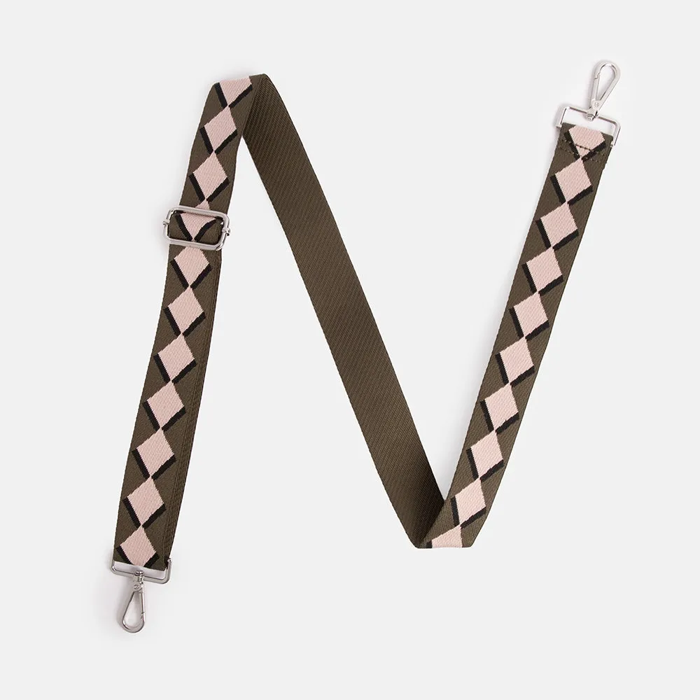 Khaki Taupe Diamond Webbing Handbag Strap