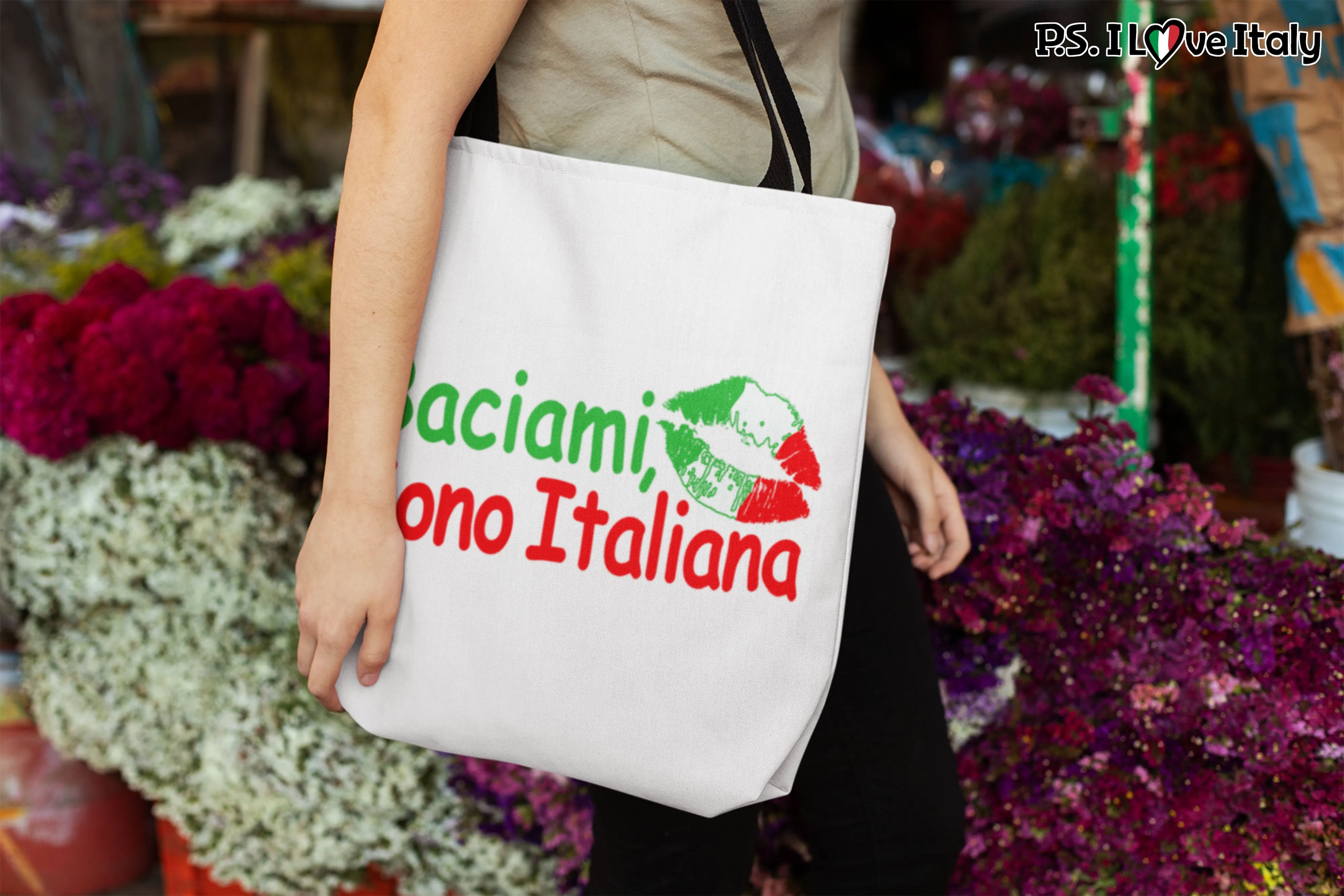 Kiss Me I'm Italian Tote Bag - White