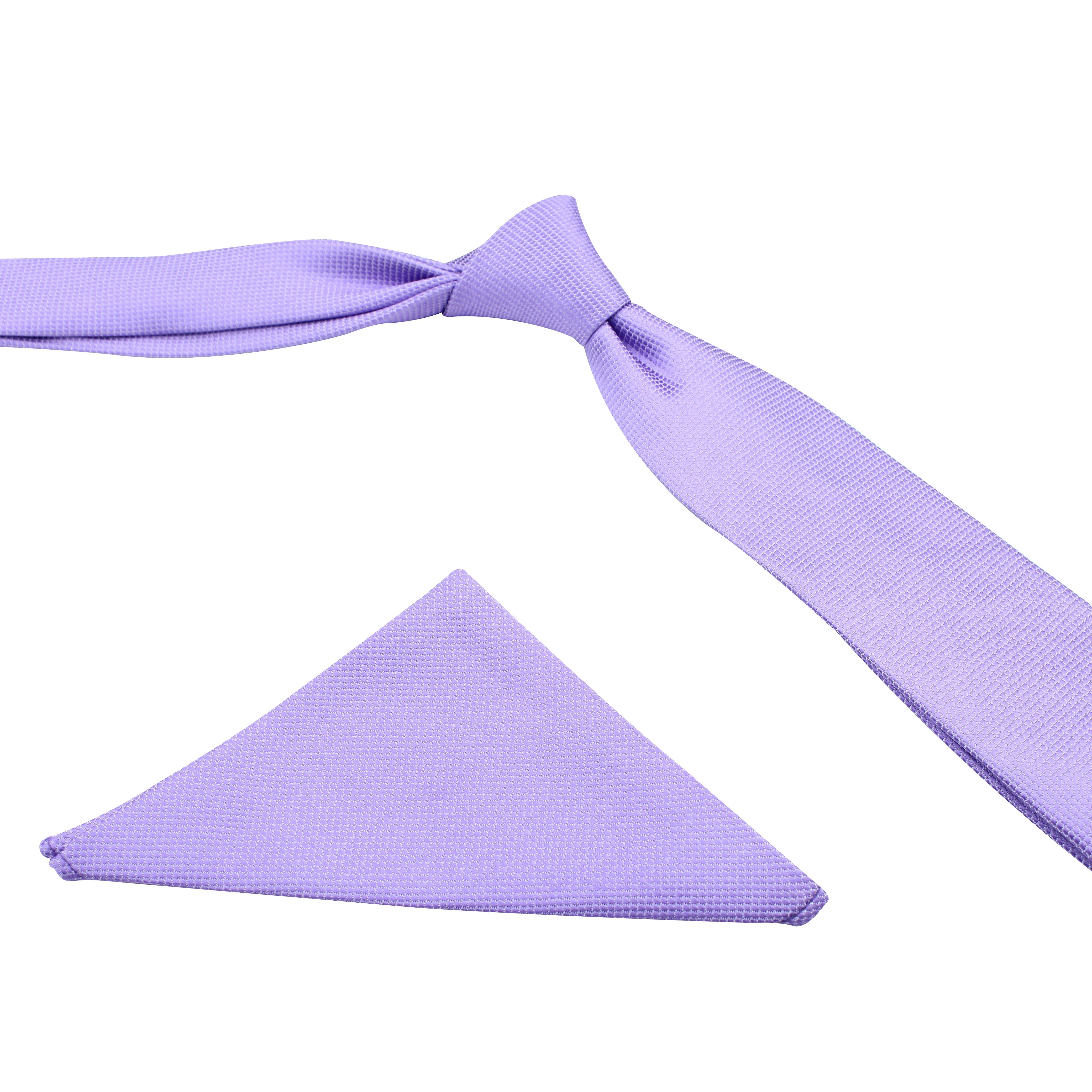 Kovove The Elegant Self Checkered Lavender Necktie and Pocket Square Gift Box