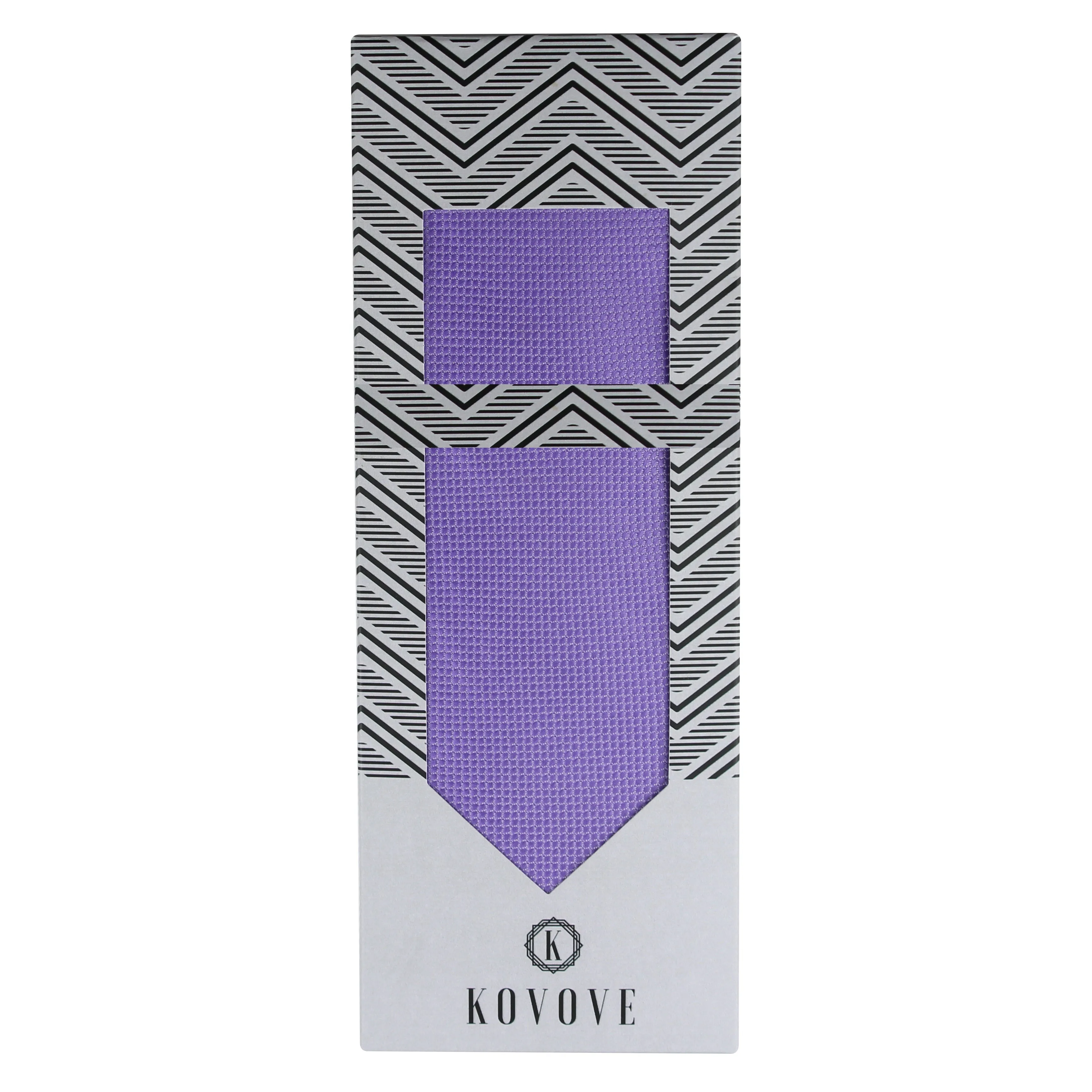 Kovove The Elegant Self Checkered Lavender Necktie and Pocket Square Gift Box