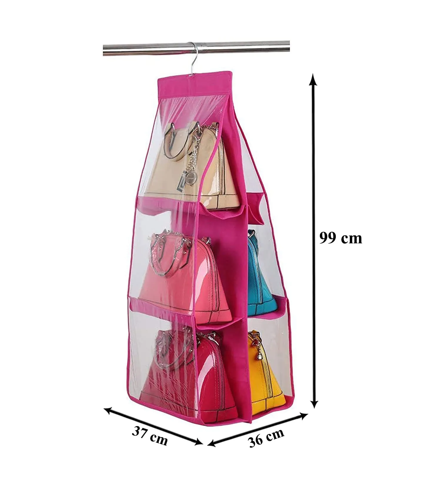 Kuber Industries Multiuses PVC Double Sided Hanging Organizer for Bedroom, Living Room Pack of 2 (Pink)