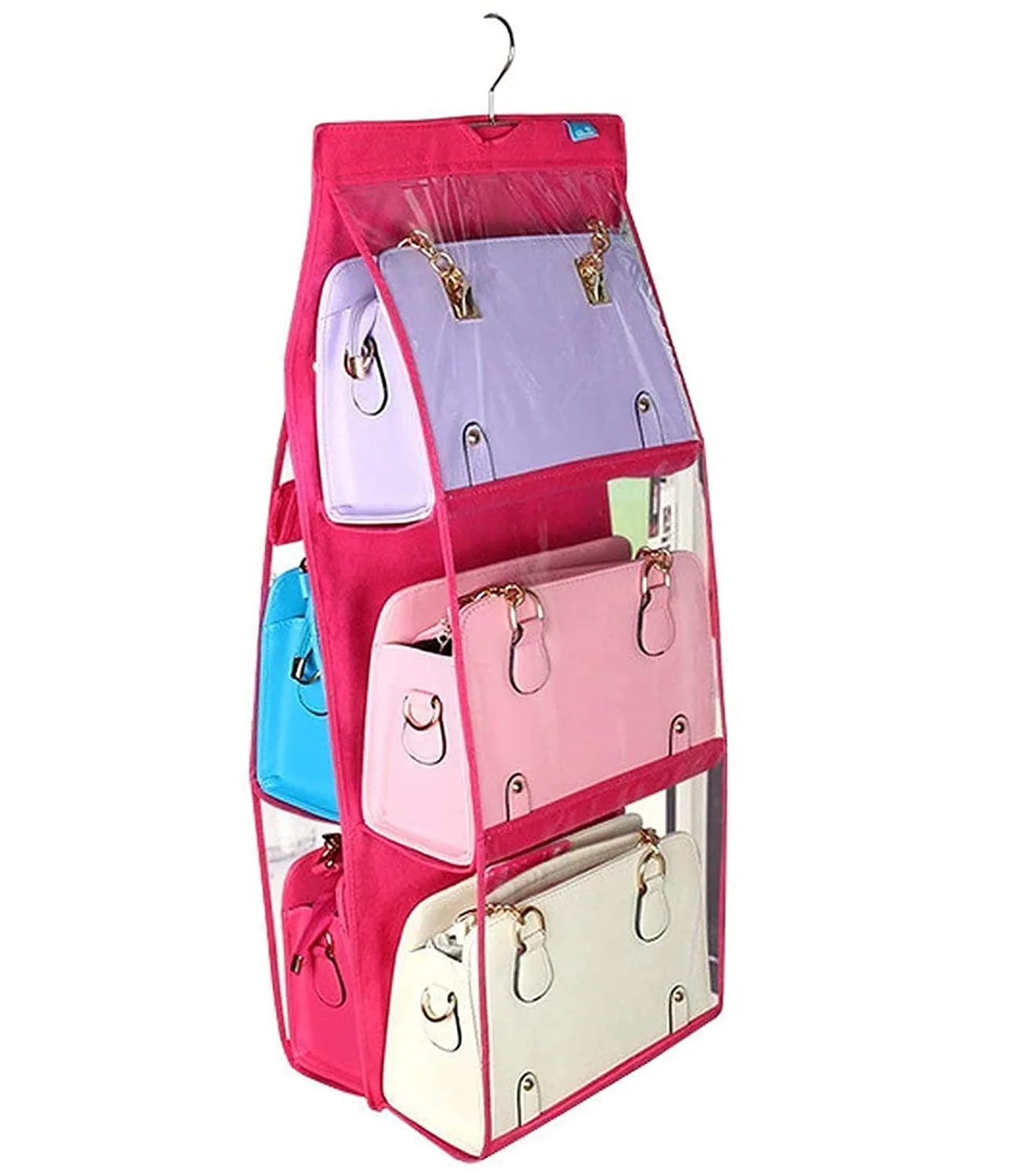 Kuber Industries Multiuses PVC Double Sided Hanging Organizer for Bedroom, Living Room Pack of 2 (Pink)