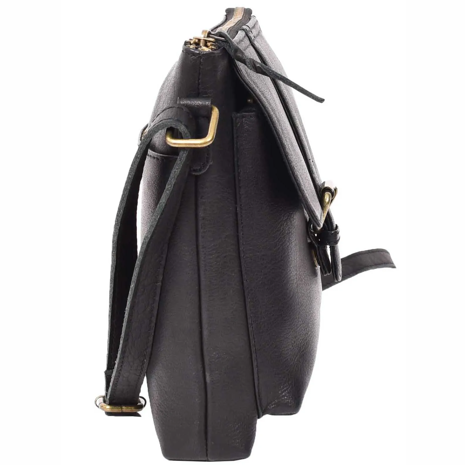 Ladies Leather Cross Body Shoulder Handbag A576 Black