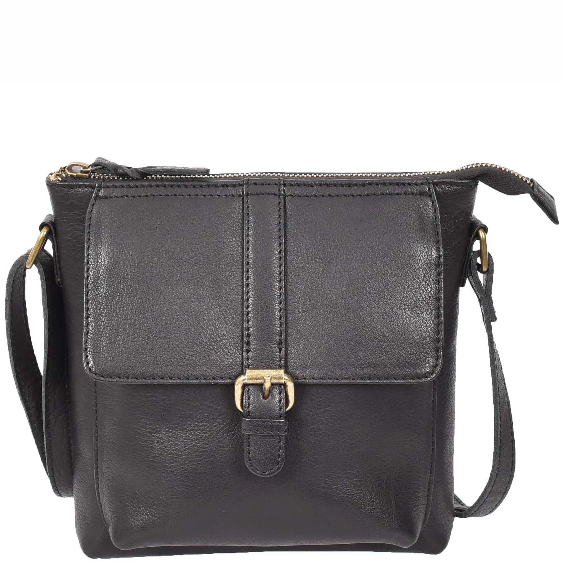 Ladies Leather Cross Body Shoulder Handbag A576 Black
