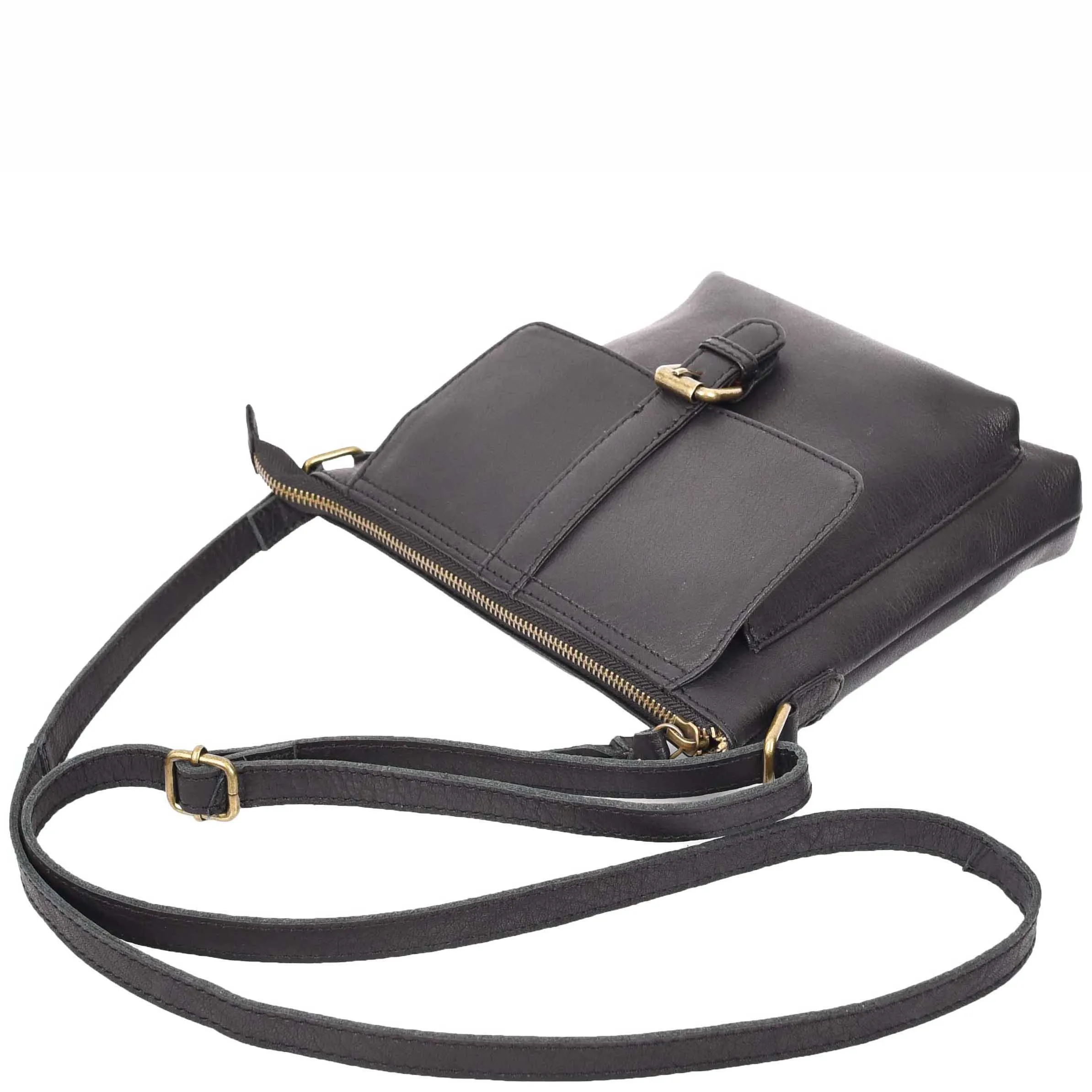 Ladies Leather Cross Body Shoulder Handbag A576 Black