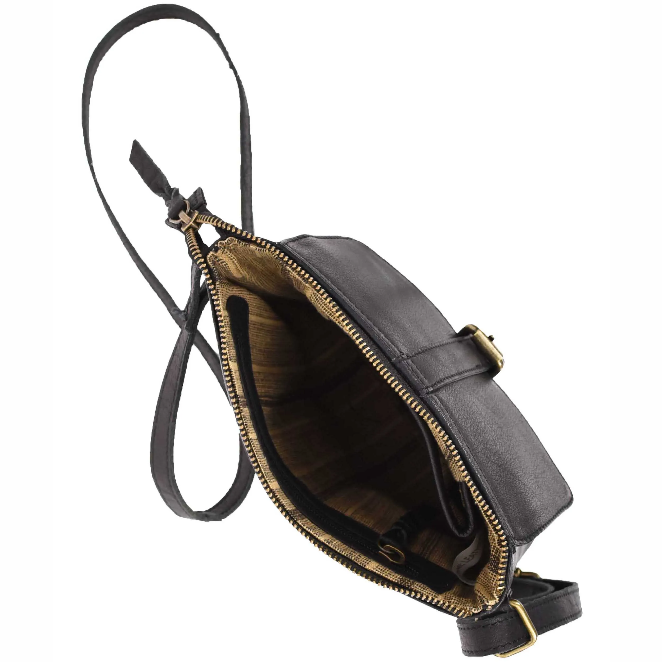 Ladies Leather Cross Body Shoulder Handbag A576 Black