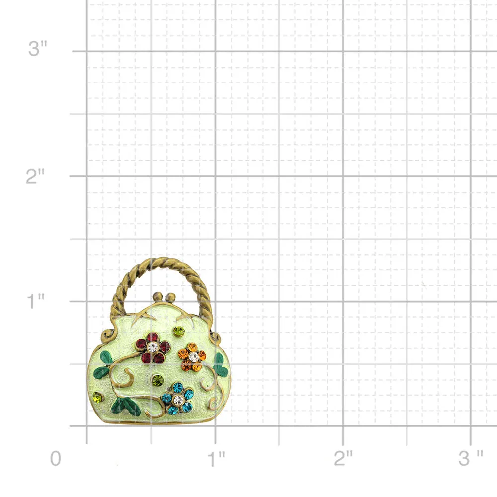 Light Green Flower Handbag Pin Brooch