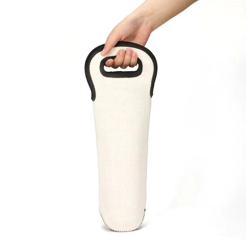 Linen Neoprene Wine Bag
