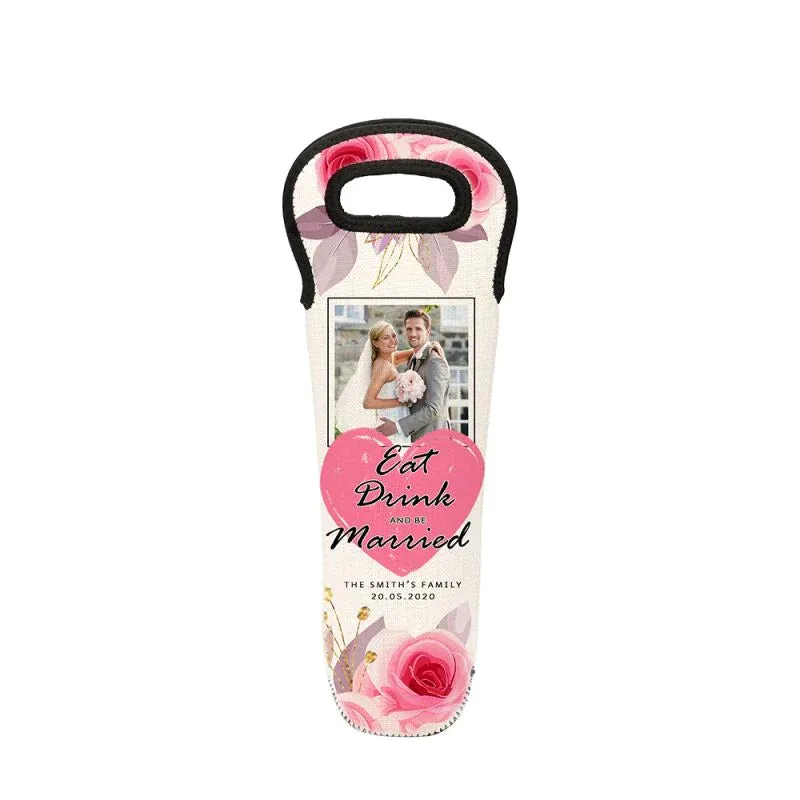 Linen Neoprene Wine Bag