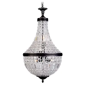 Marseilles Medium 6 Light Crystal and Bronze Basket Chandelier