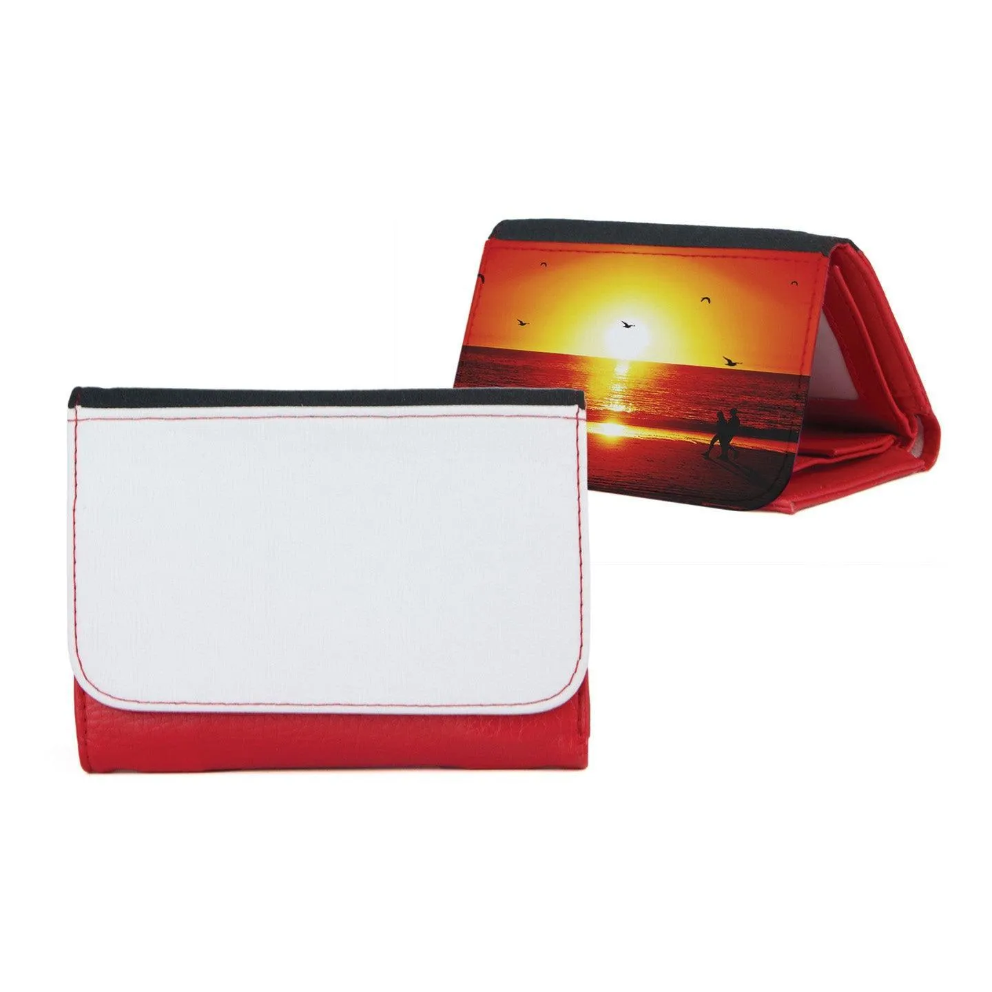 Medium Faux Leather Wallet - Red