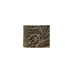 Men's Bi-Fold Wallet - Distressed Charcoal Brown