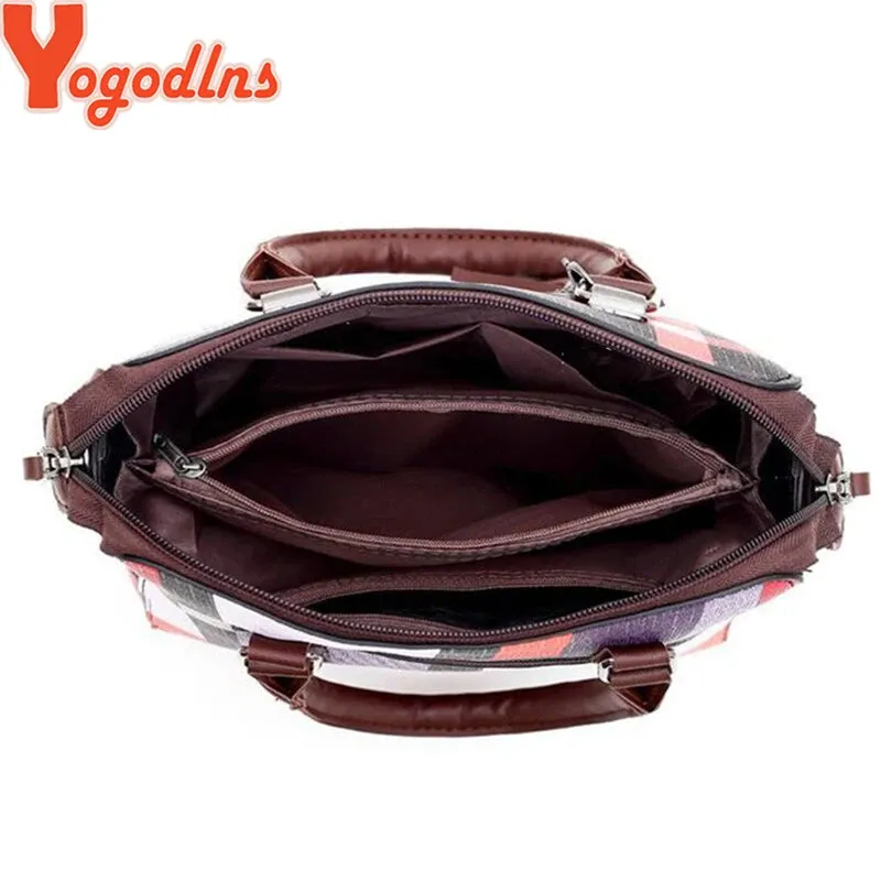 Modern Plaid Handbag Set with Tassel Accents