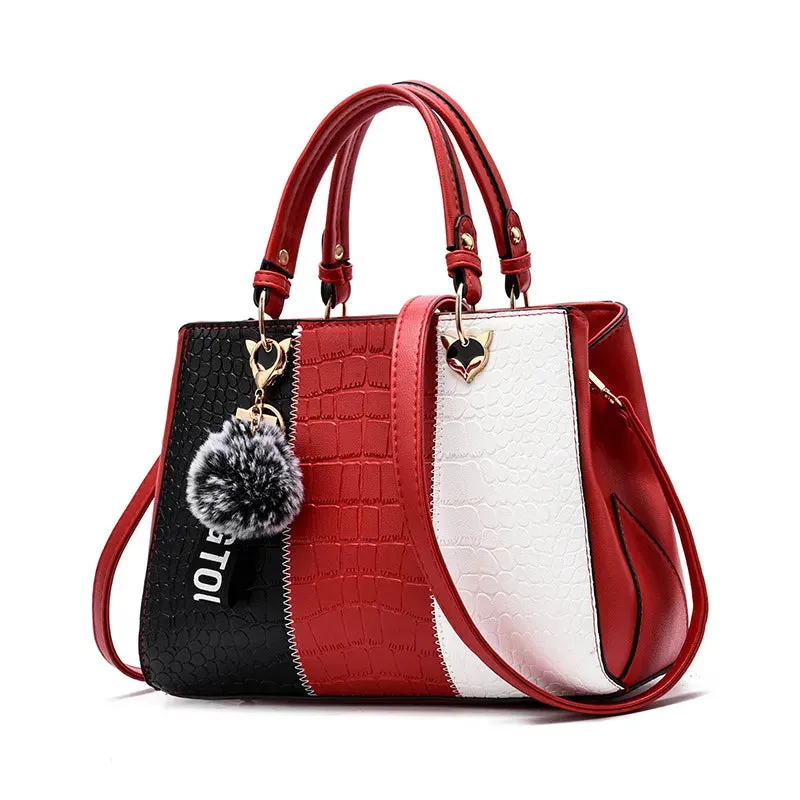 Newposs Bold Patchwork Tote: Textured Elegance
