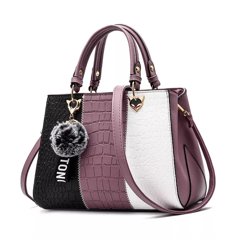Newposs Bold Patchwork Tote: Textured Elegance